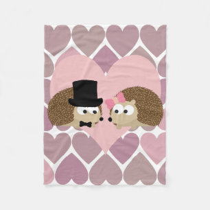 Cobertor De Velo Hedgehog Love with Hearts