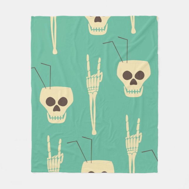 Cobertor De Velo Hell party seamless pattern. Human skulls as goble (Frente)