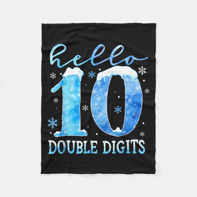 Cobertor De Velo Hello 10 Double Digits Snowflakes Winter Christmas (Frente)