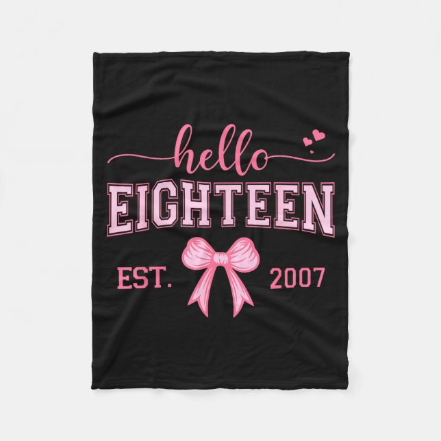 Cobertor De Velo Hello Eighteen Est 2007 Coquette Bow 18th Birthday (Frente)