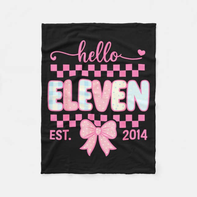 Cobertor De Velo Hello Eleven Est 2014 Coquette Bow Happy 11th Birt (Frente)
