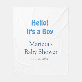 Cobertor De Velo Hello ITS A BOY BABY SHOWER BLUE NAME DATE SIMPLE