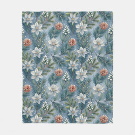 Cobertor De Velo Hello Winter Pines & Flowers 