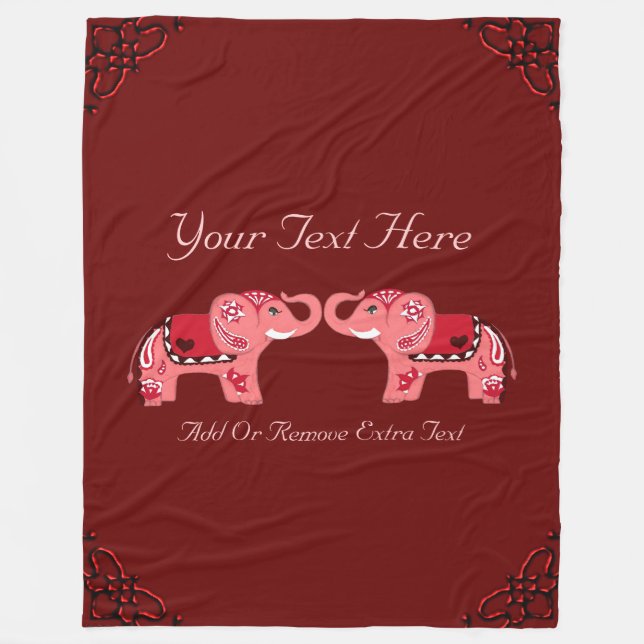 Cobertor De Velo Henna Elephant (Vermelho/Rosa) (Frente)