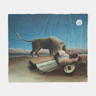Cobertor De Velo Henri Rousseau Sleeping Gypsy Lion Painting