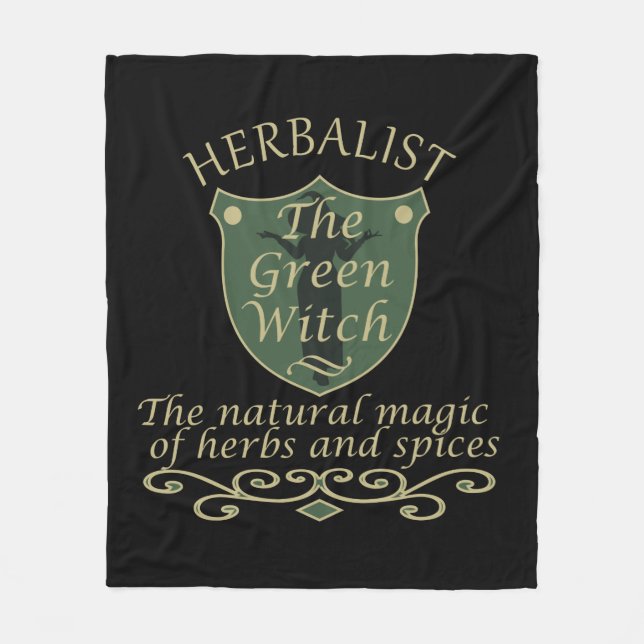 Cobertor De Velo Herbalista verde bruxa mágica medicina natural (Frente)