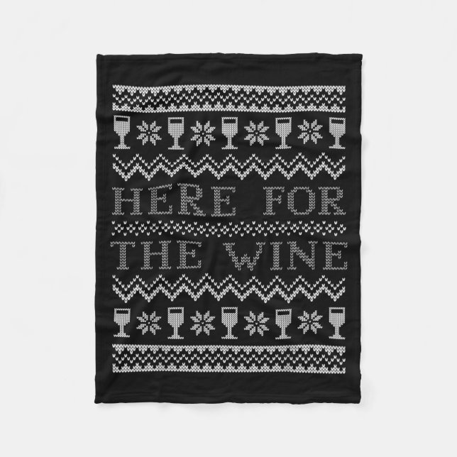 Cobertor De Velo Here For The Wine Ugly Christmas Sweater Funny Chr (Frente)