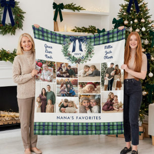 Cobertor De Velo Heritage Green Navy Tartan Nanas Favoritos Foto