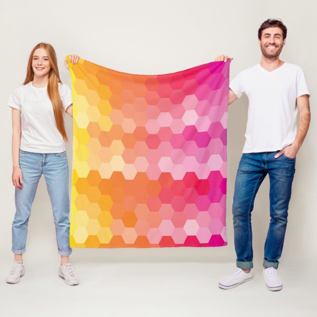 Cobertor De Velo Hexágono Geométrico forma amarelo-rosa (In Situ)