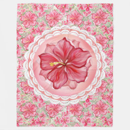 Cobertor De Velo Hibiscus e rendas RED