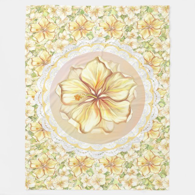 Cobertor De Velo Hibiscus & lace AMARELO (Frente)