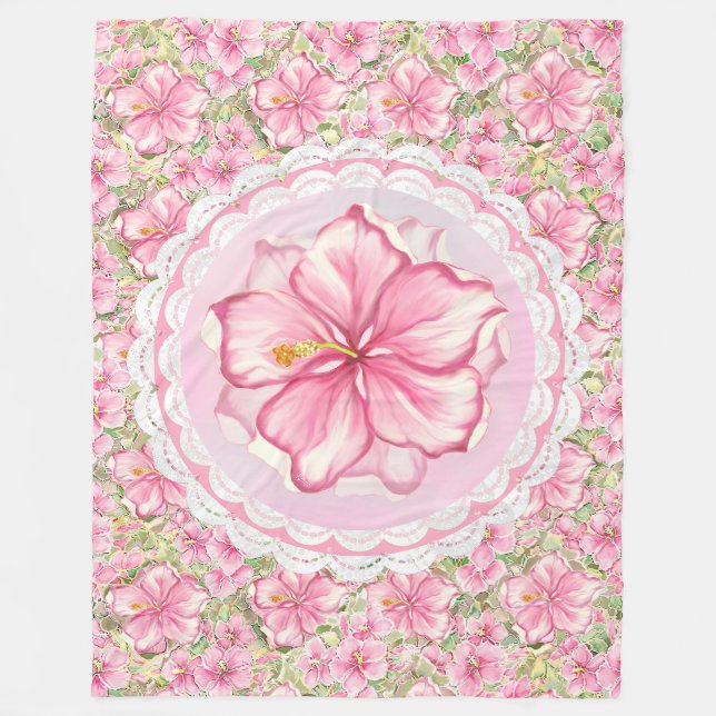Cobertor De Velo Hibiscus & Lace PINK (Frente)