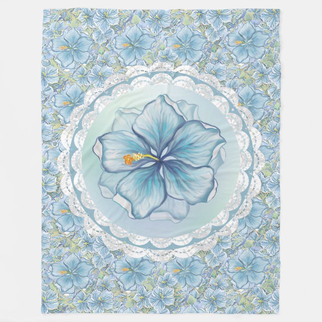 Cobertor De Velo Hibiscus & lace TURQUOISE (Frente)