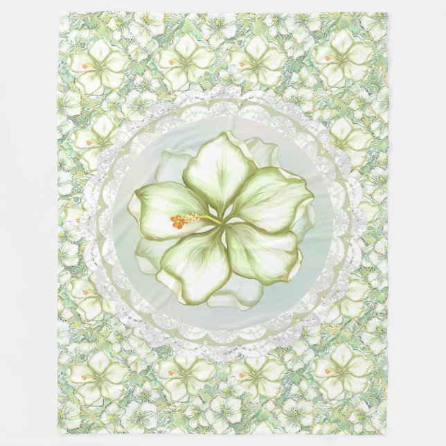 Cobertor De Velo Hibiscus & lace WHITE (Frente)