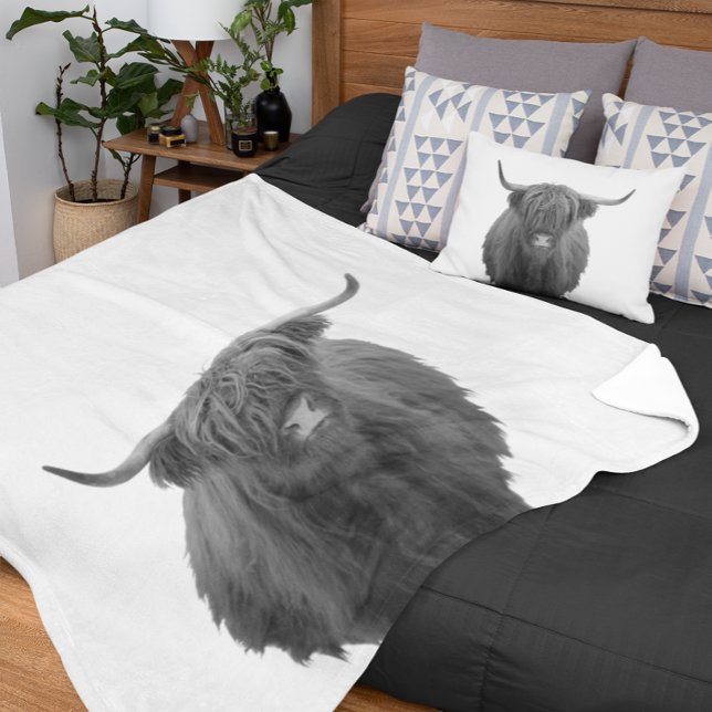 Cobertor De Velo Highland Cow Scotland Rustic Black White (Criador carregado)