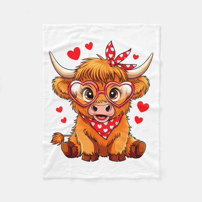 Cobertor De Velo Highland Cow Valentines Day Funny Hearts Valentine (Frente)