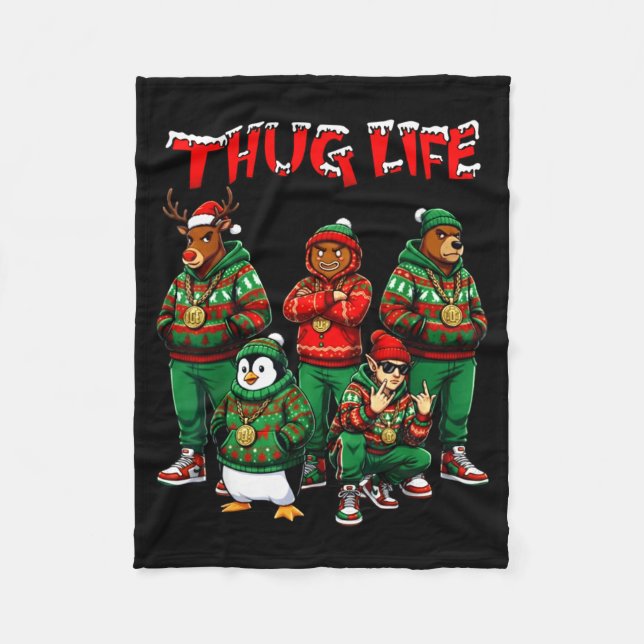 Cobertor De Velo Hip Hop Holiday Crew - Ugly Christmas Sweater Rap  (Frente)