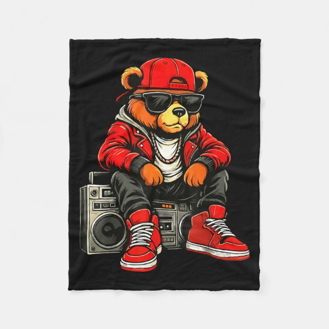 Cobertor De Velo Hip Hop Teddy Bear Rap Music  (Frente)