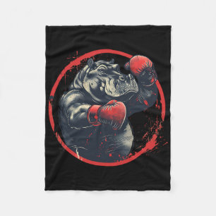 Cobertor De Velo Hipopótamo Boxeador Com Luvas de Boxe Kickboxing E