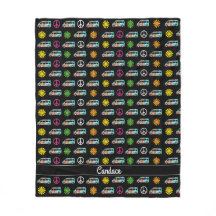 Hippie Bus Peace Sign 70s Black Personalizado