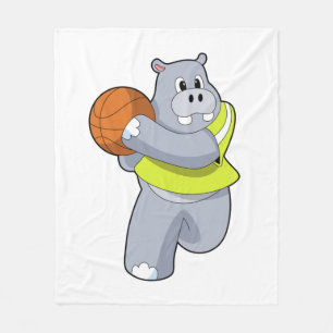 Cobertor De Velo Hippo como jogador de basquete com basquete.PNG