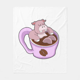 Cobertor De Velo Hippo with Cup of Coffee