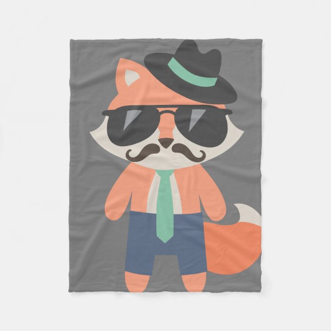 Cobertor De Velo Hipster Mustache Sr. Legal Fox Baby (Frente)
