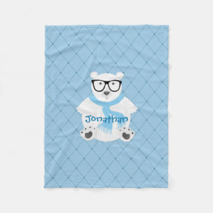 Cobertor De Velo Hipster Polar Bear Azul Cujo Papel É Personalizado
