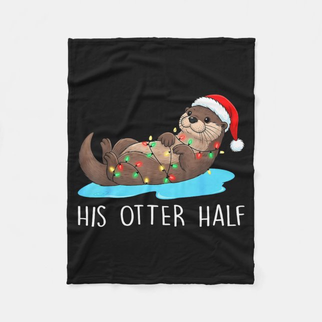 Cobertor De Velo His And Her Otter Half Santa Hat Couple Christmas  (Frente)