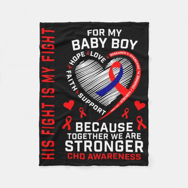 Cobertor De Velo His Fight Is My Fight Baby Boy Chd Awareness Heart (Frente)