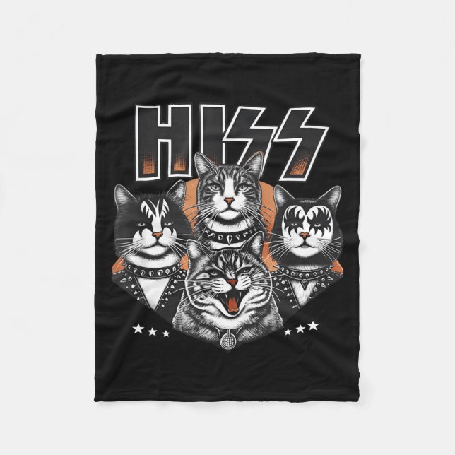 Cobertor De Velo Hiss Funny Cats Kittens Rock Rockin Funny Cat  (Frente)