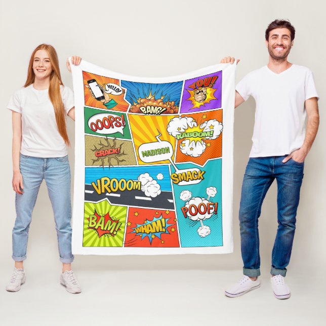 Cobertor De Velo Histórias em quadrinhos de Nome Personalizado (In Situ)