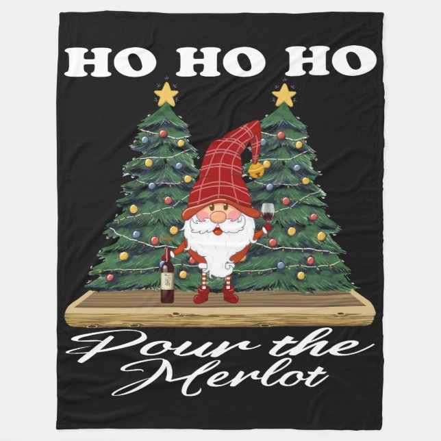 Cobertor De Velo Ho Ho Ho Christmas Gnomo Pour The Merlot (Frente)