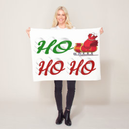 Cobertor De Velo Ho Ho Ho Papais noeis Sleigh Christmas green scrip