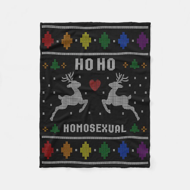 Cobertor De Velo Ho Ho Homoual Gay Xmas Orgulho de Natal Feio (Frente)