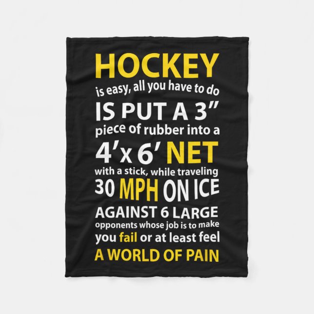 Cobertor De Velo Hockey Com Cota De Hockey É Um Presente Fácil Para (Frente)