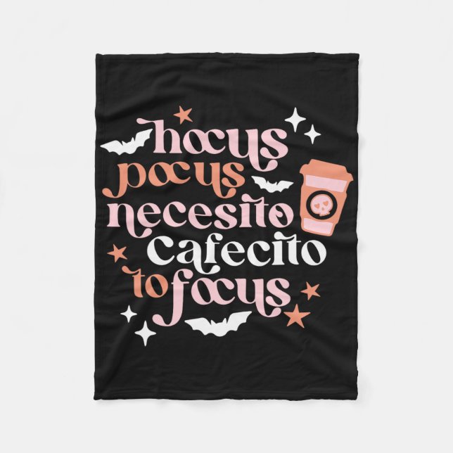 Cobertor De Velo Hocus Pocus Necesito Cafecito Para Focar O Hallowe (Frente)