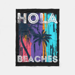 Cobertor De Velo Hola Beaches Hello Summer Vacation Palm Tree Famil
