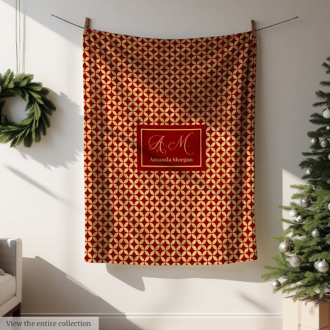 Cobertor De Velo Holiday Blanket Custom Red Gold Christmas Style (Holiday Blanket Custom Red Gold Christmas Style)