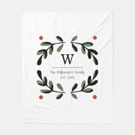 Cobertor De Velo Holiday Farmhouse Monogram Wreath