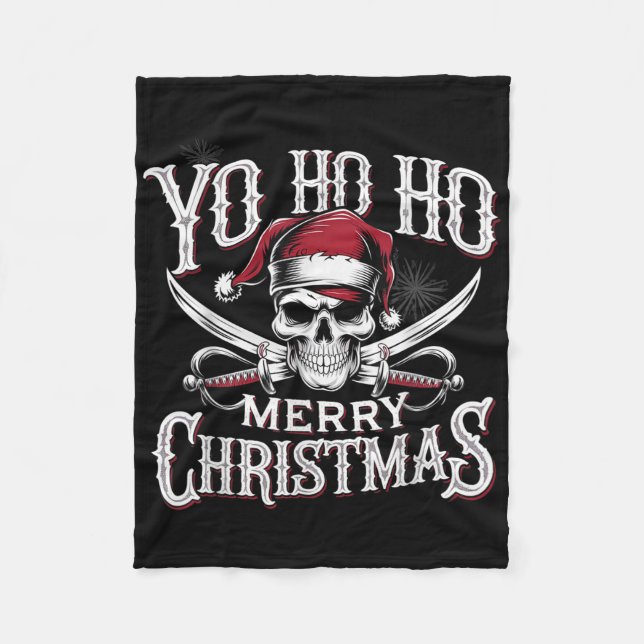 Cobertor De Velo Holiday Pirate Yo Ho Ho Merry Christmas Santa Hat  (Frente)
