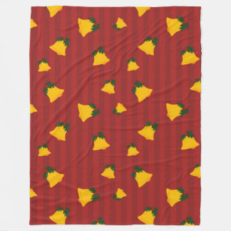 Cobertor De Velo Holiday Red Gold Stripe Bells Christmas