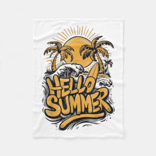 Cobertor De Velo Holiday Vibe Hello Summer Sunshine Beach Ocean Bea