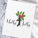 Cobertor De Velo Holly Jolly Cute Funny Penguin no Natal<br><div class="desc">Este design apresenta um pinguim segurando um galho de Holly entre as palavras: Holly Jolly. A ilustração humorística original do animal faz um belo cobertor engraçado e único da época de Natal.</div>