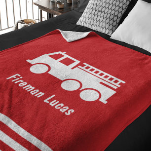 Cobertor De Velo Homem-Fogo Vermelho e Branco Simples com Nome