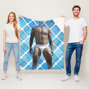 Cobertor De Velo Homem muscular SlipperyJoe, seis abdominais, branc