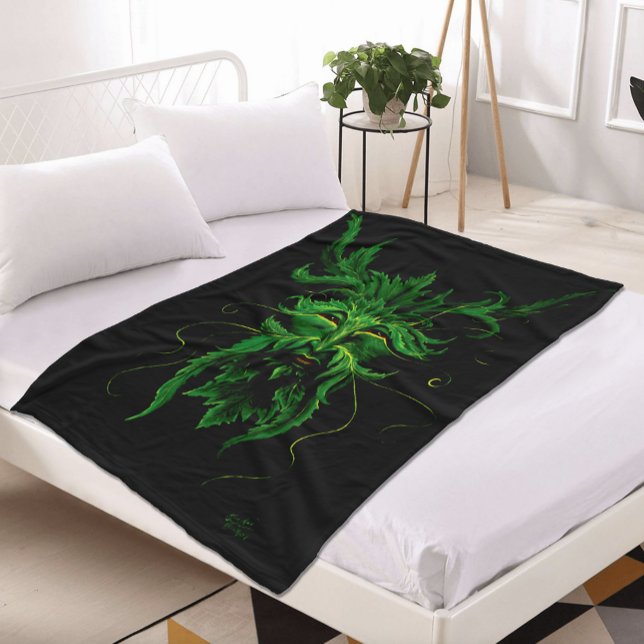 Cobertor De Velo Homem Verde Folhas Fae Pretas (Criador carregado)
