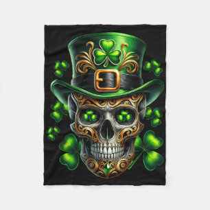 Cobertor De Velo Homens Caveira Shamrock Leprechaun Irlanda St Pat