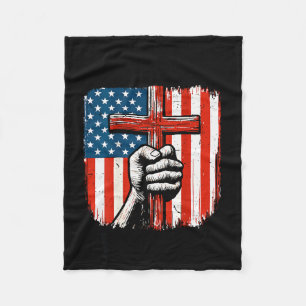 Cobertor De Velo Homens Fé Sobre o Medo Cristão Patriótico American