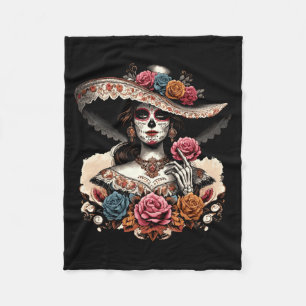 Cobertor De Velo Homens La Catrina Caveira Colorida Mexicana Dia De